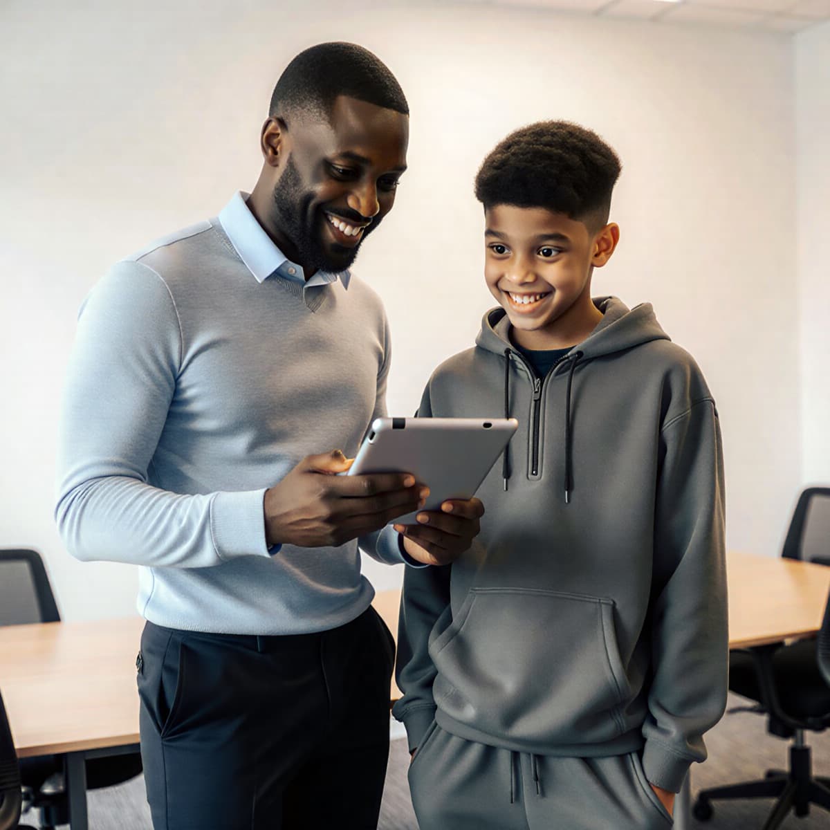 An adult supporting a young person with applied learning