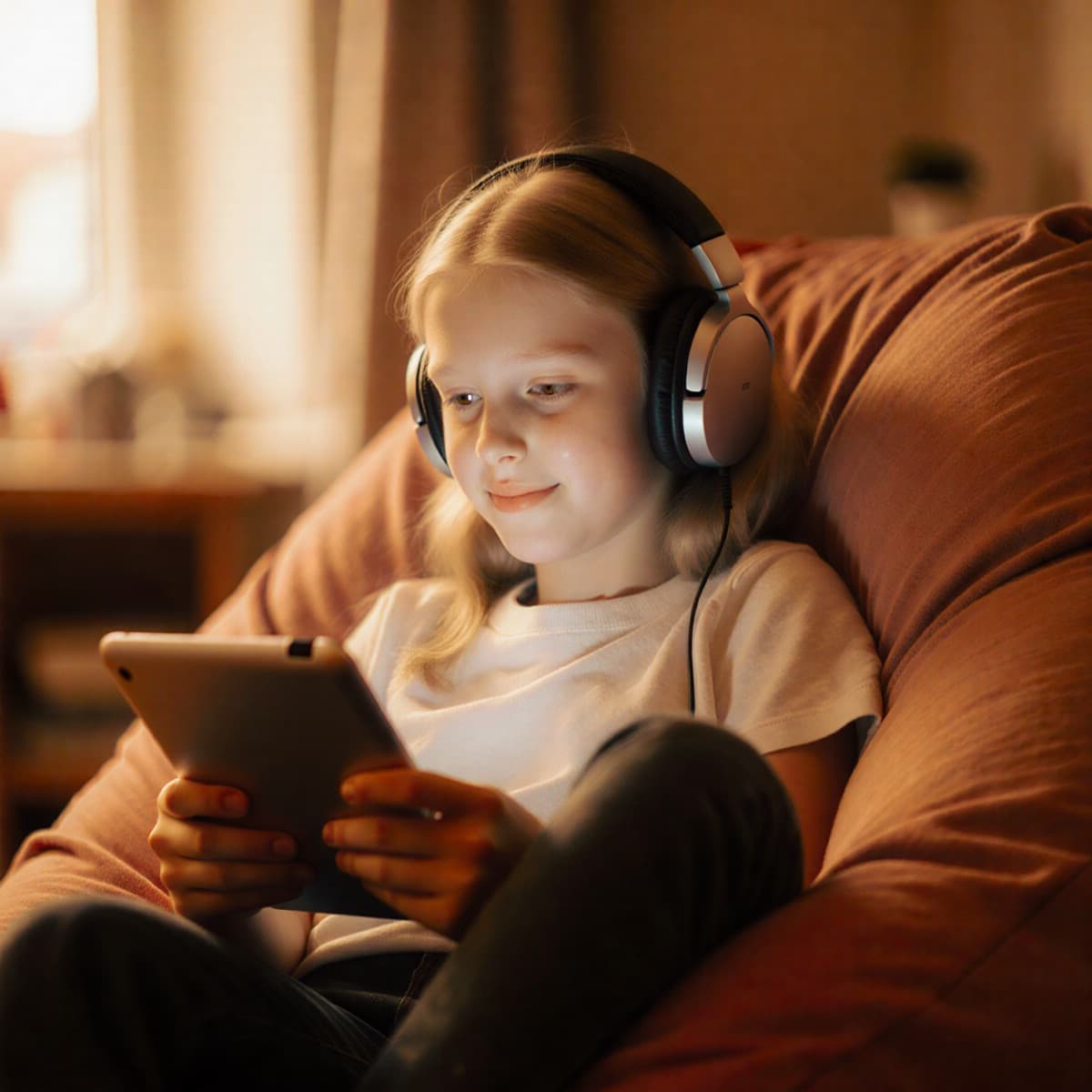 A Key Stage 3 learner working calmly at home
